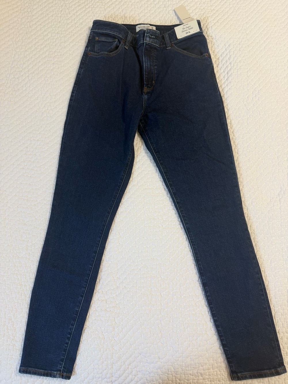 NWT Abercrombie & Fitch Super Skinny Ankle High Rise Jeans 29 Long Dark Wash